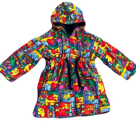 Vintage Other - Vintage Quilted Kids Colourful Jacket With Animals